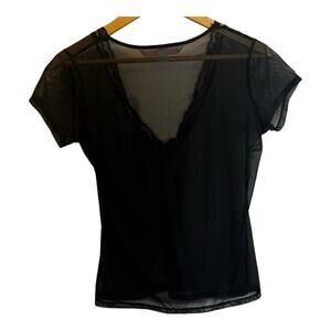 Vintage Victoria’s Secret Y2K Deep V Sheer Mesh Top - Size M/L